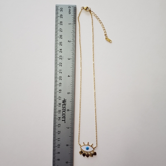 Gold tone Stainless steel necklace evil eye pendant - Picture 5 of 5